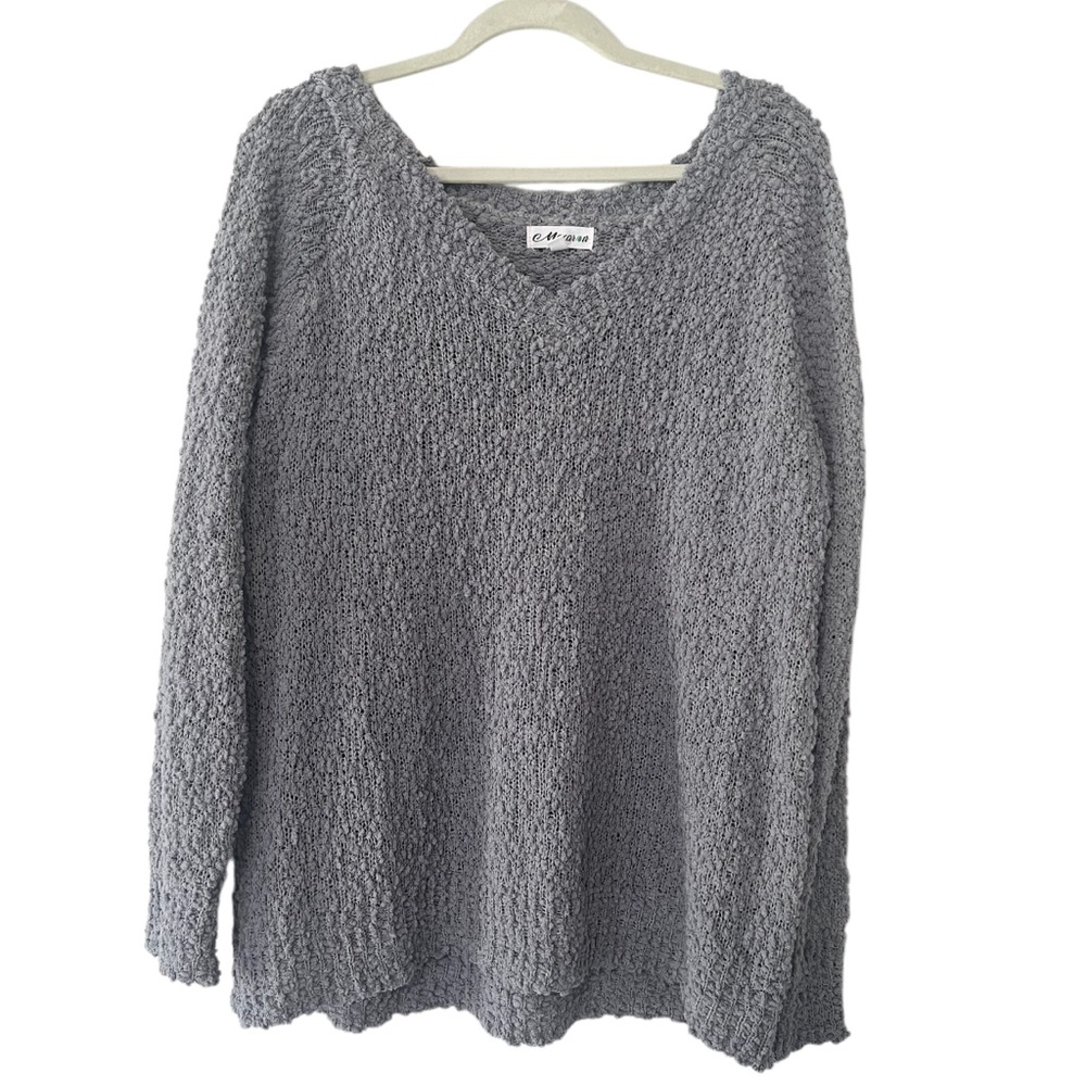 Cozy Gray Popcorn Knit Women's Sweater